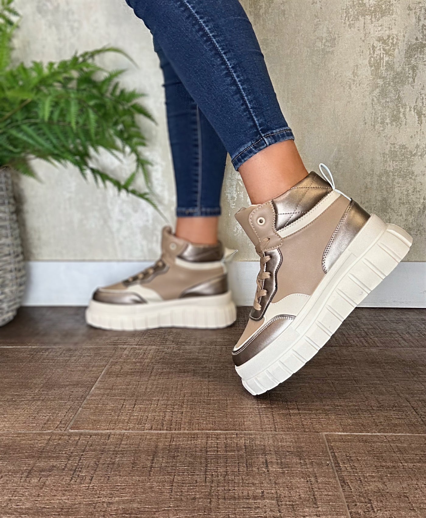 Regan Chunky Soled High Tops in Taupe