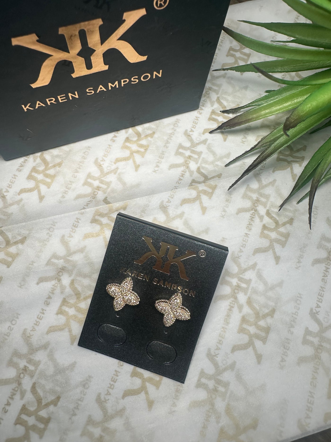 Karen Sampson - Gold Champagne Flower Earrings