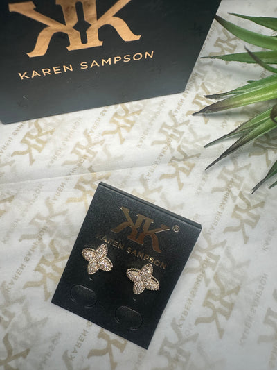 Karen Sampson - Gold Champagne Flower Earrings