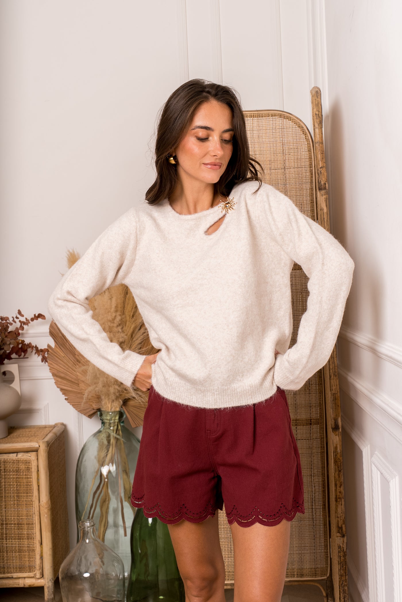 Talia Cut-Out Knit in Cream