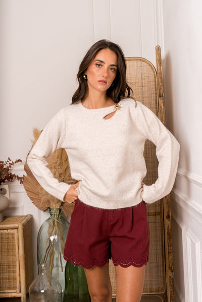 Talia Cut-Out Knit in Cream