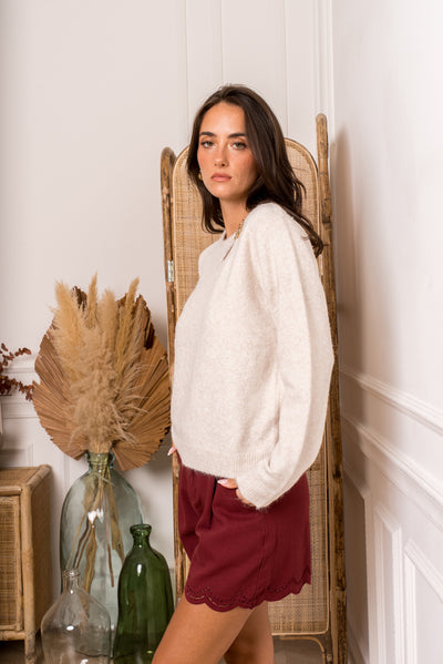 Talia Cut-Out Knit in Cream