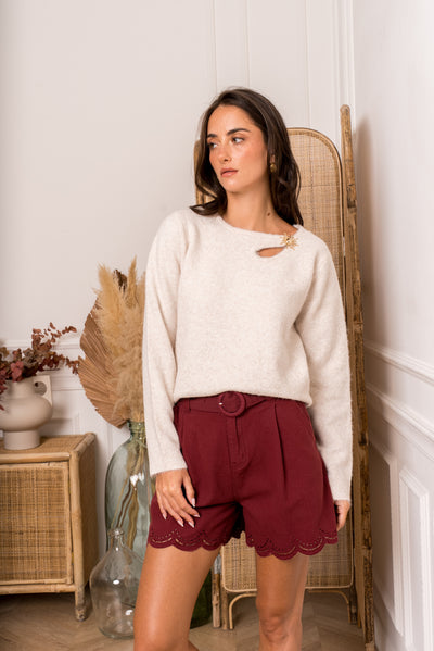 Talia Cut-Out Knit in Cream
