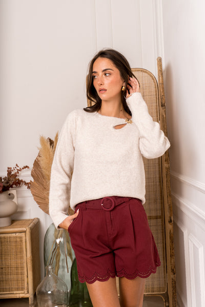Talia Cut-Out Knit in Cream