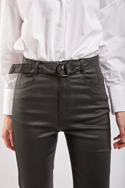 Toxik Slim Fit Leather look trousers in black