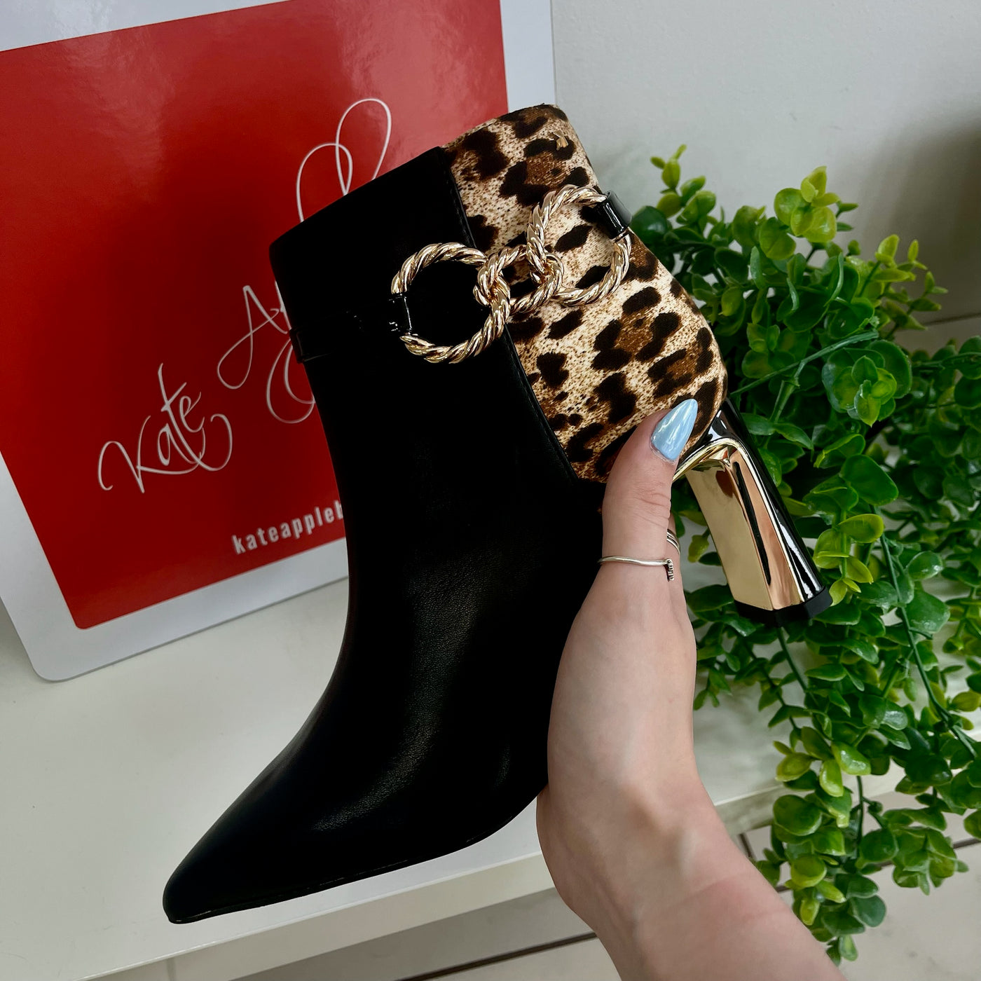 Kate Appleby – “Regate” Ankle Boot in Leopard Split