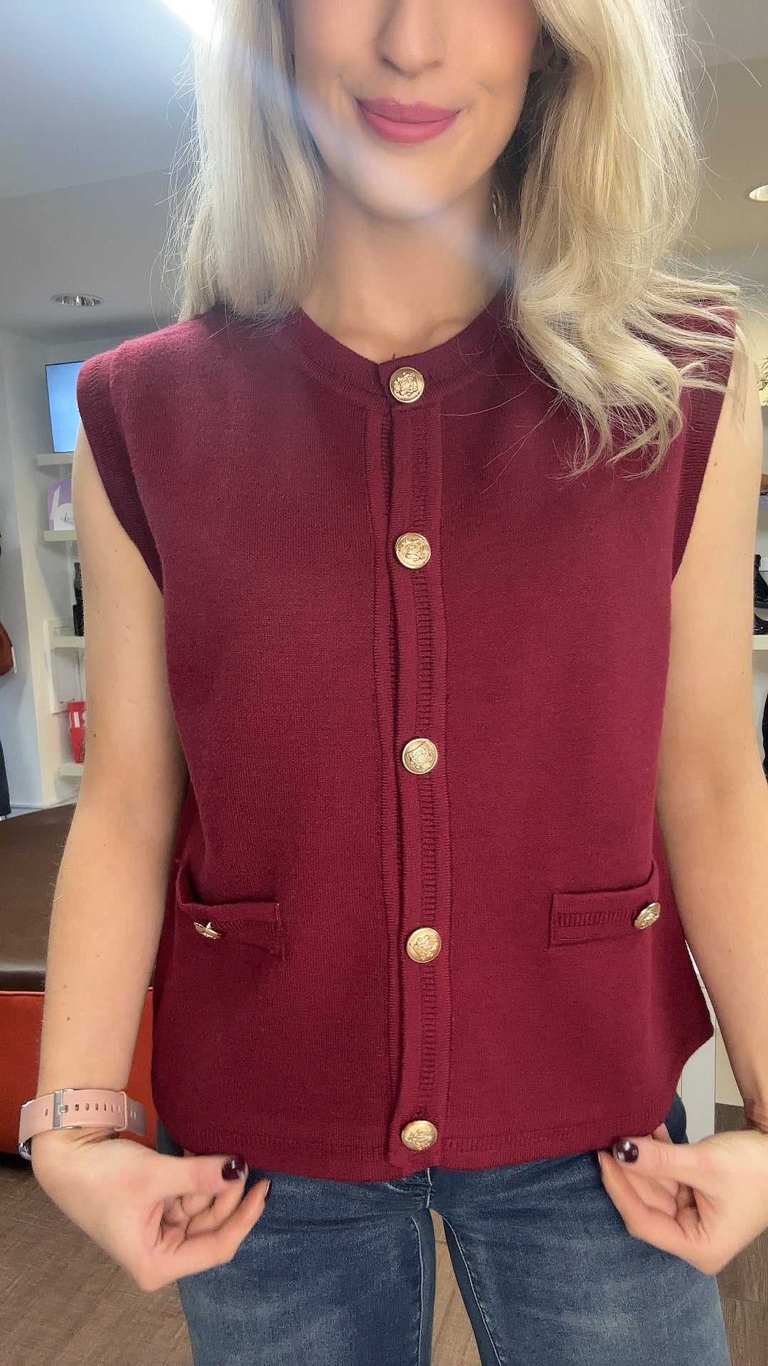 Aria Waistcoat in Bordeaux