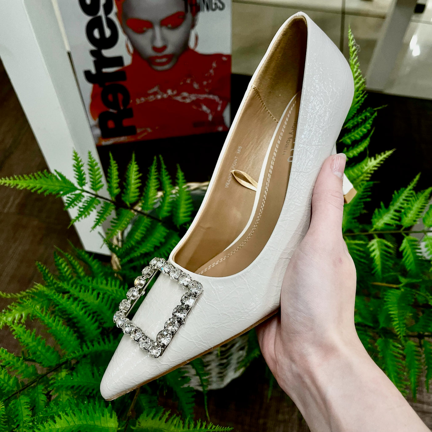 Sorento – Meadow Point Heel in Pearl Crackle