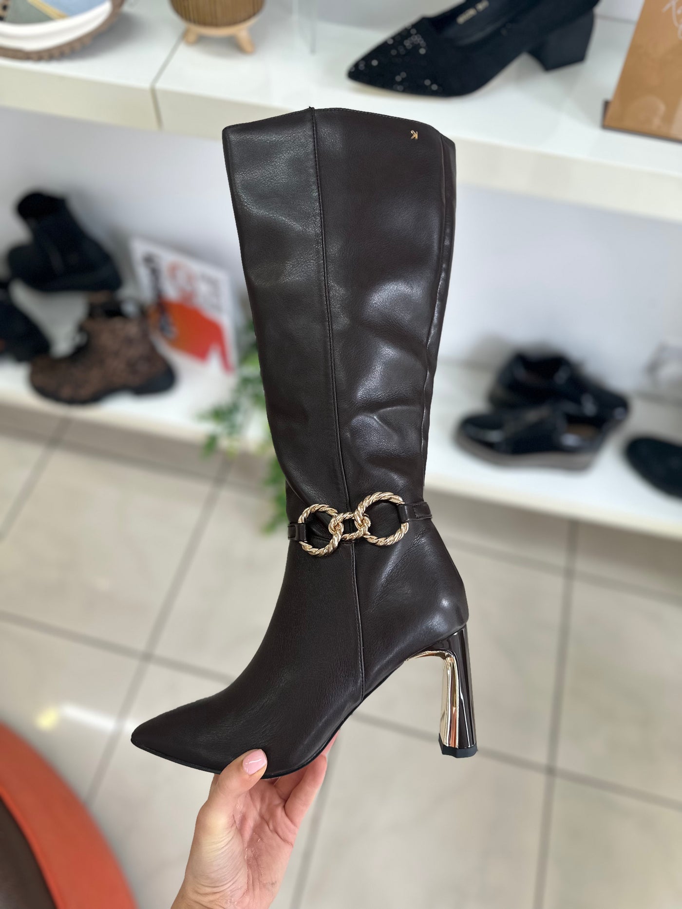 Kate Appleby – “Brompton” Knee-High Boot in Chocolate