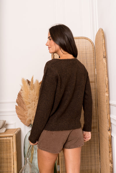 Talia Cut-Out Knit in Chocolate Brown