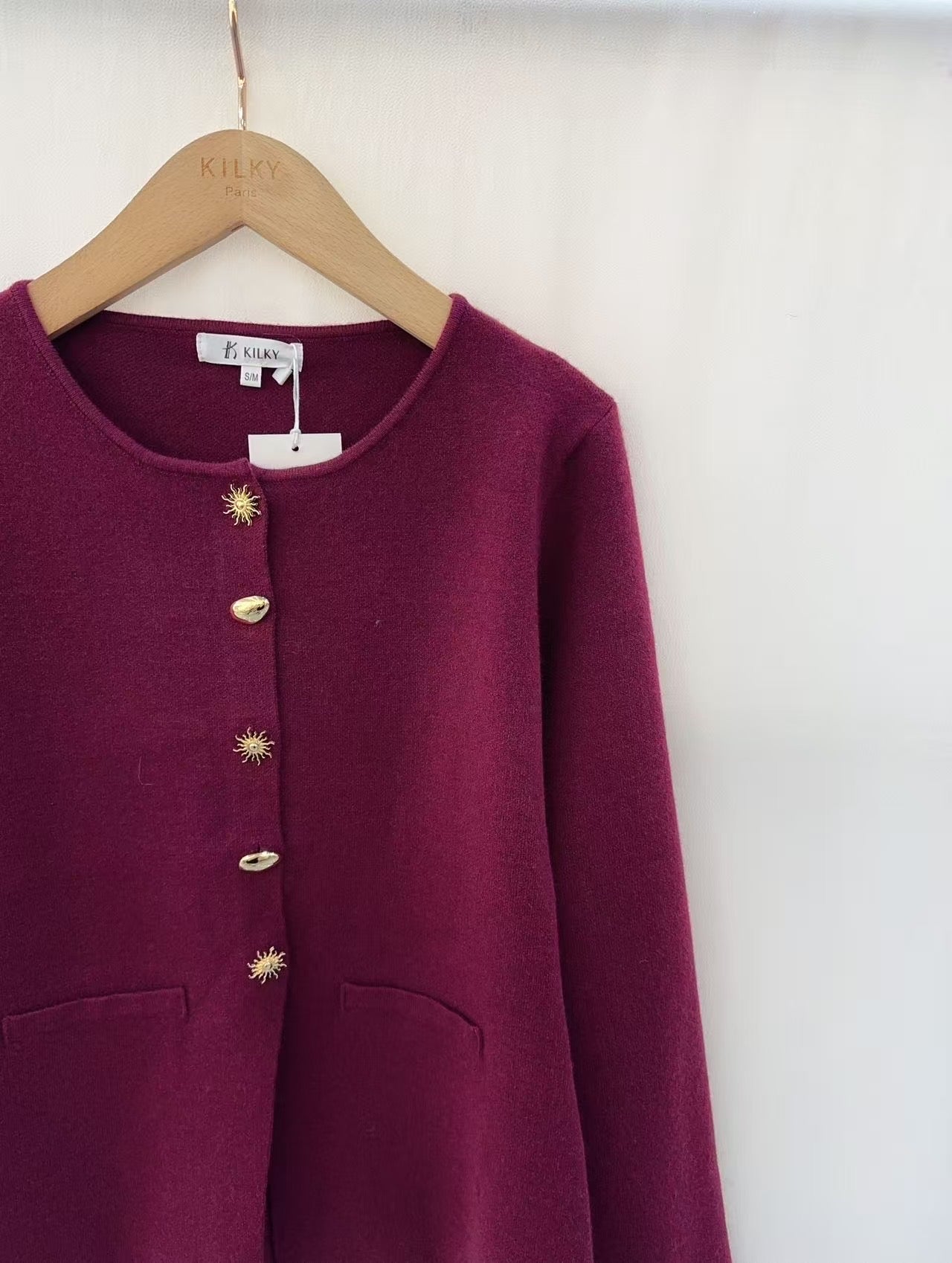 Beatrix Bouclé Cardigan in Bordeaux