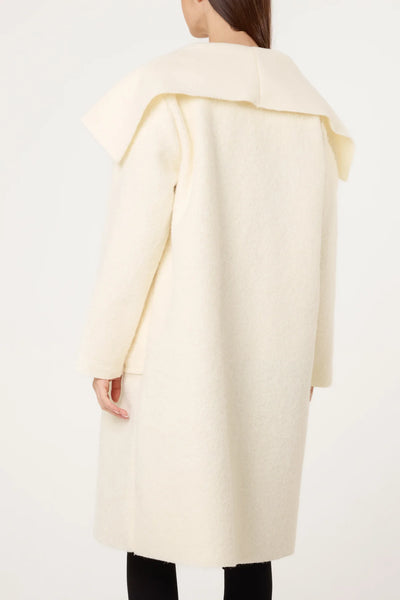 Nadia Brushed Wool-Like Waterfall Coat – Winter White
