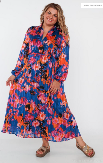 Elena Long Dress in Blue & Multicolours