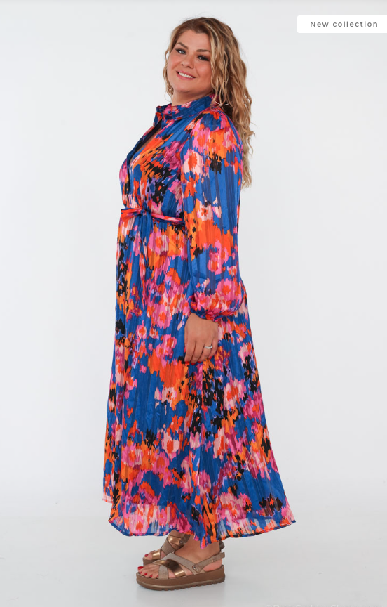 Elena Long Dress in Blue & Multicolours