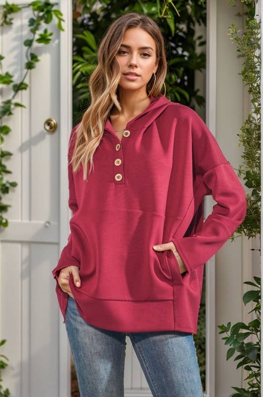 The Blake Hoodie in Deep Red