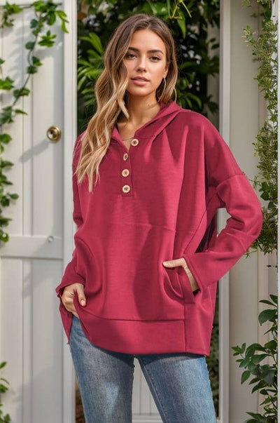 The Blake Hoodie in Deep Red