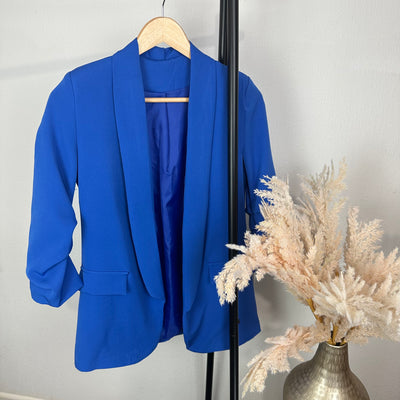 Mia Ruched Sleeve Blazer in Royal Blue