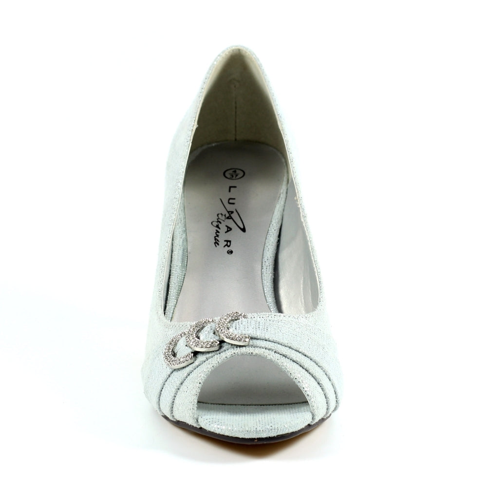 Lunar Lyla Silver Peep Toe Court Shoe