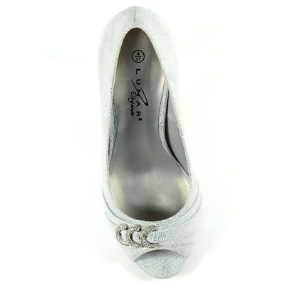 Lunar - Lyla Silver Peep Toe Court Shoe