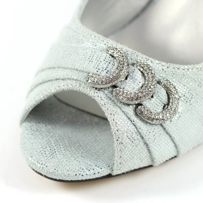 Lunar - Lyla Silver Peep Toe Court Shoe