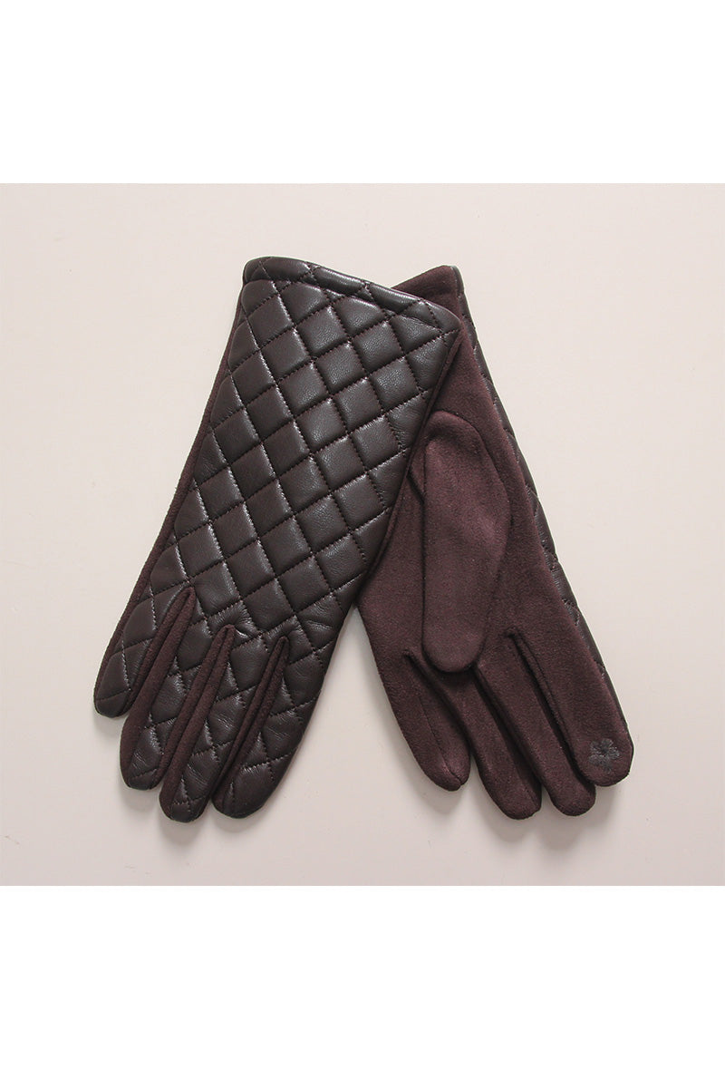 Quilted Touch Screen Gloves in Chocolate