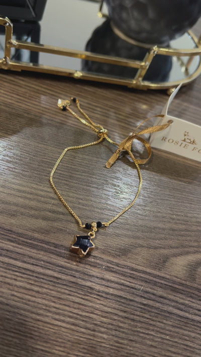 Rosie Fox Navy Starstone Gold Star Adjustable Chain Bracelet