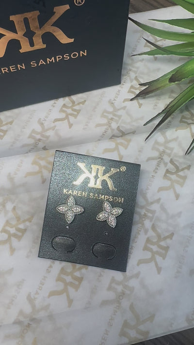 Karen Sampson - Rhodium plated Silver Flower Earrings