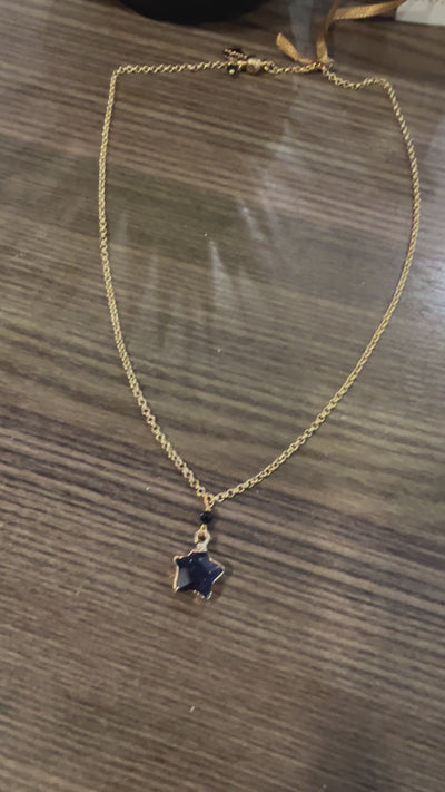 Rosie Fox Navy Starstone Gold Chain Necklace