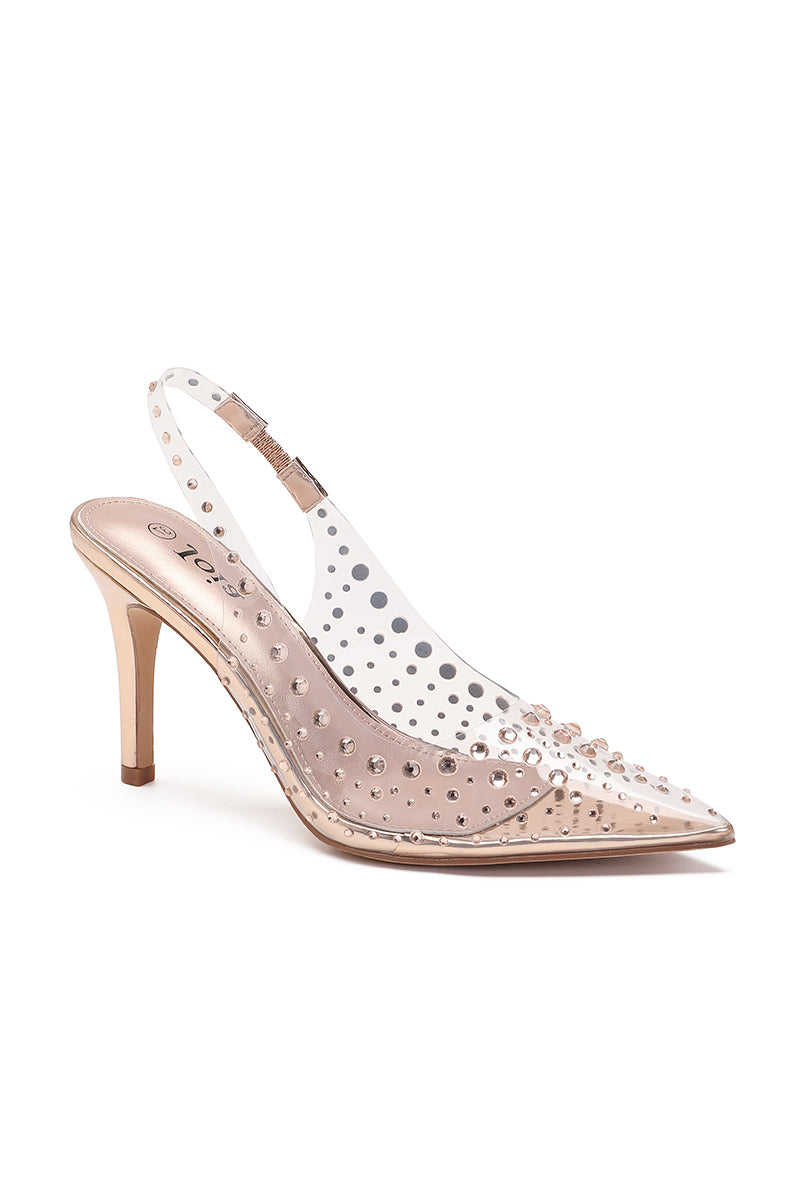Sienna Clear Sling Back Heel with diamante detail