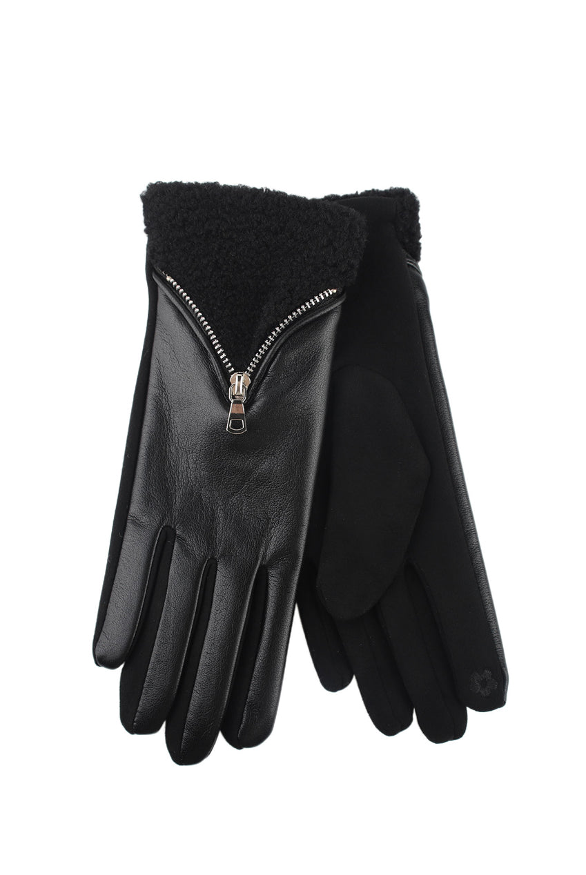 Bella Borg Zip Detail Gloves in Black
